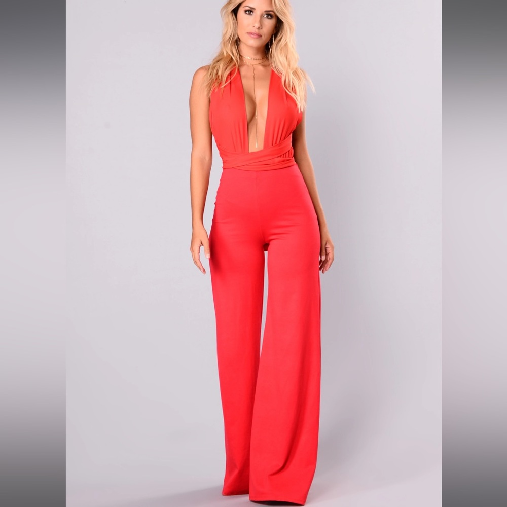 Red Fashionnova jumpsuit